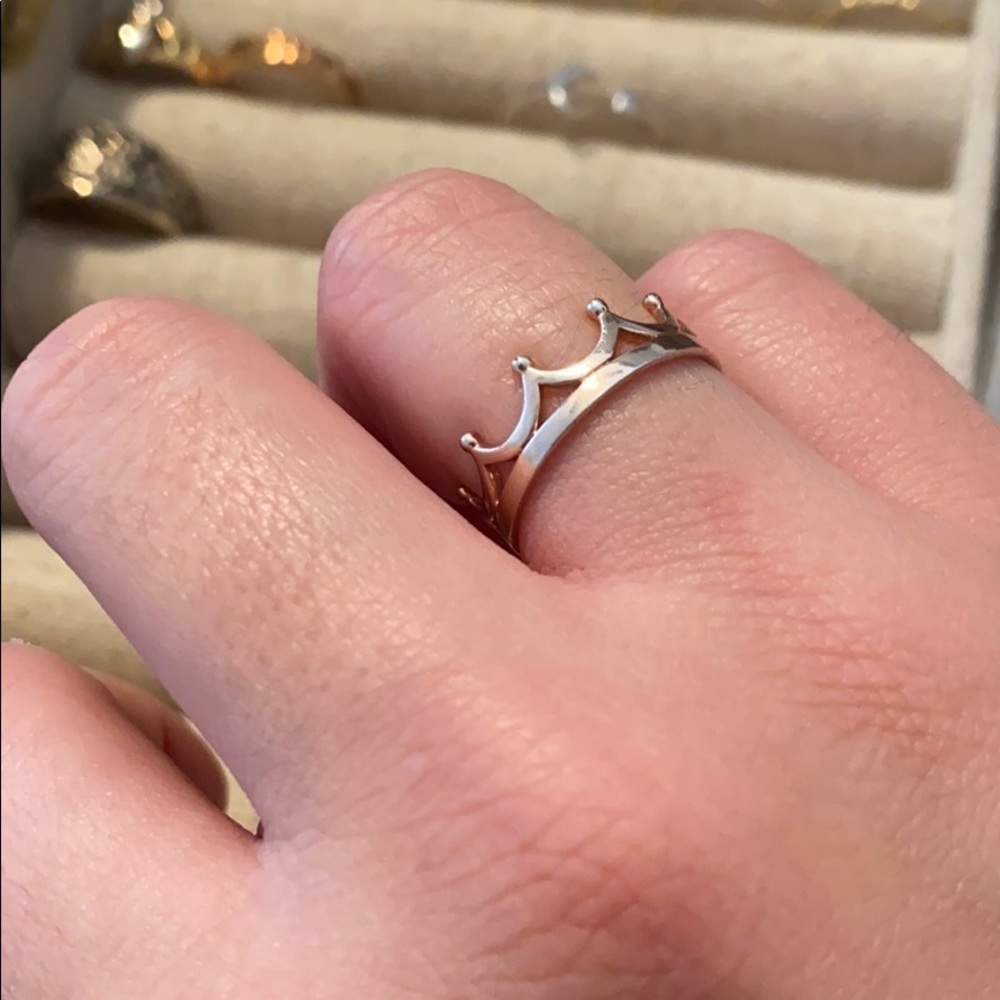 Rose gold plated sterling silver crown ring